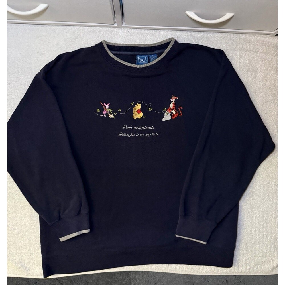 Vintage Pooh Disney Crewneck Women’s XL Navy Blue Pooh And Friends Sweatshirt